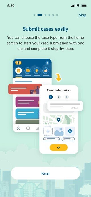 Mobile App On boarding Submit Cases Easily